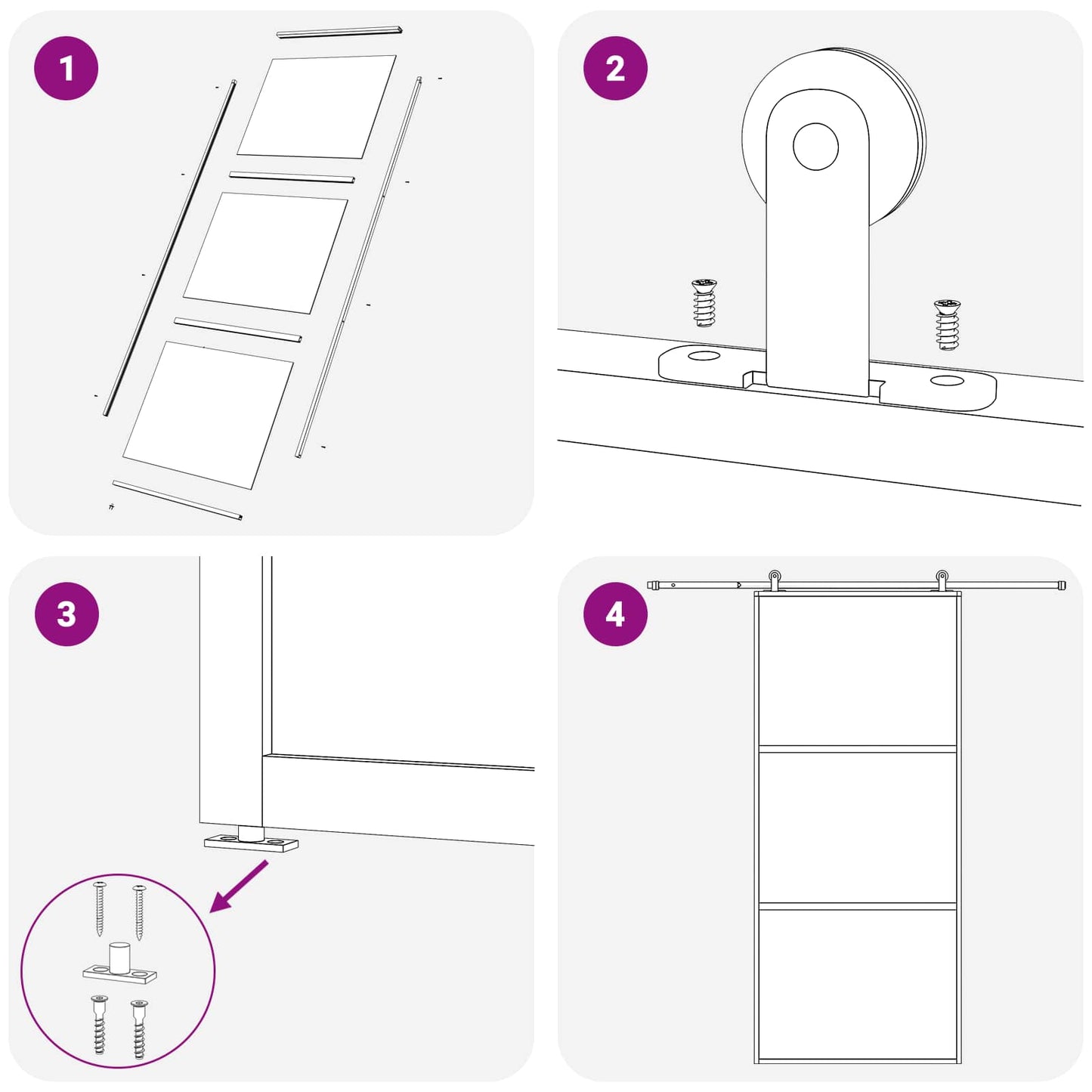 Sliding Door 102 x 205 cm Tempered Glass and Aluminium