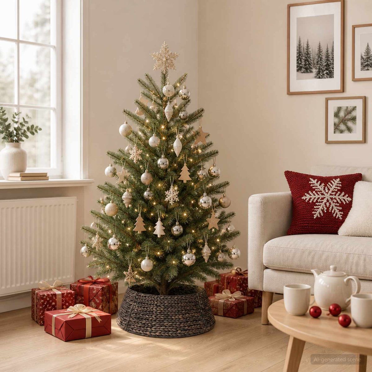Christmas Tree Collar Round Black Dia. 45 x 22 cm