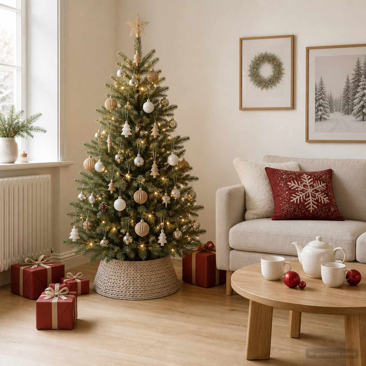Christmas Tree Collar Round White Dia. 45 x 22 cm