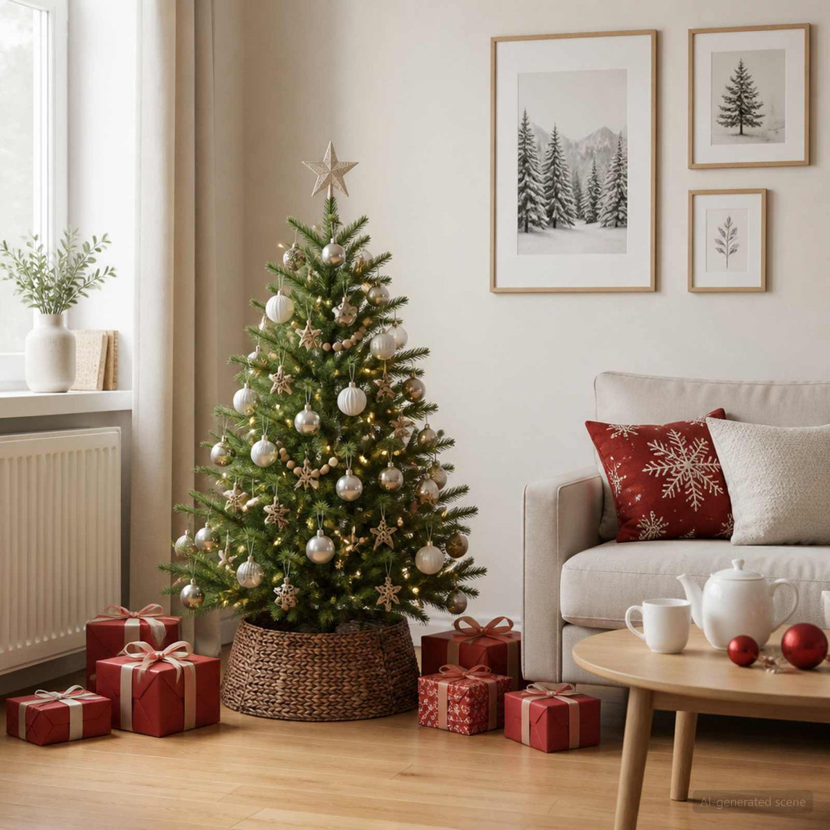 Christmas Tree Collar Round Brown Dia. 45 x 22 cm