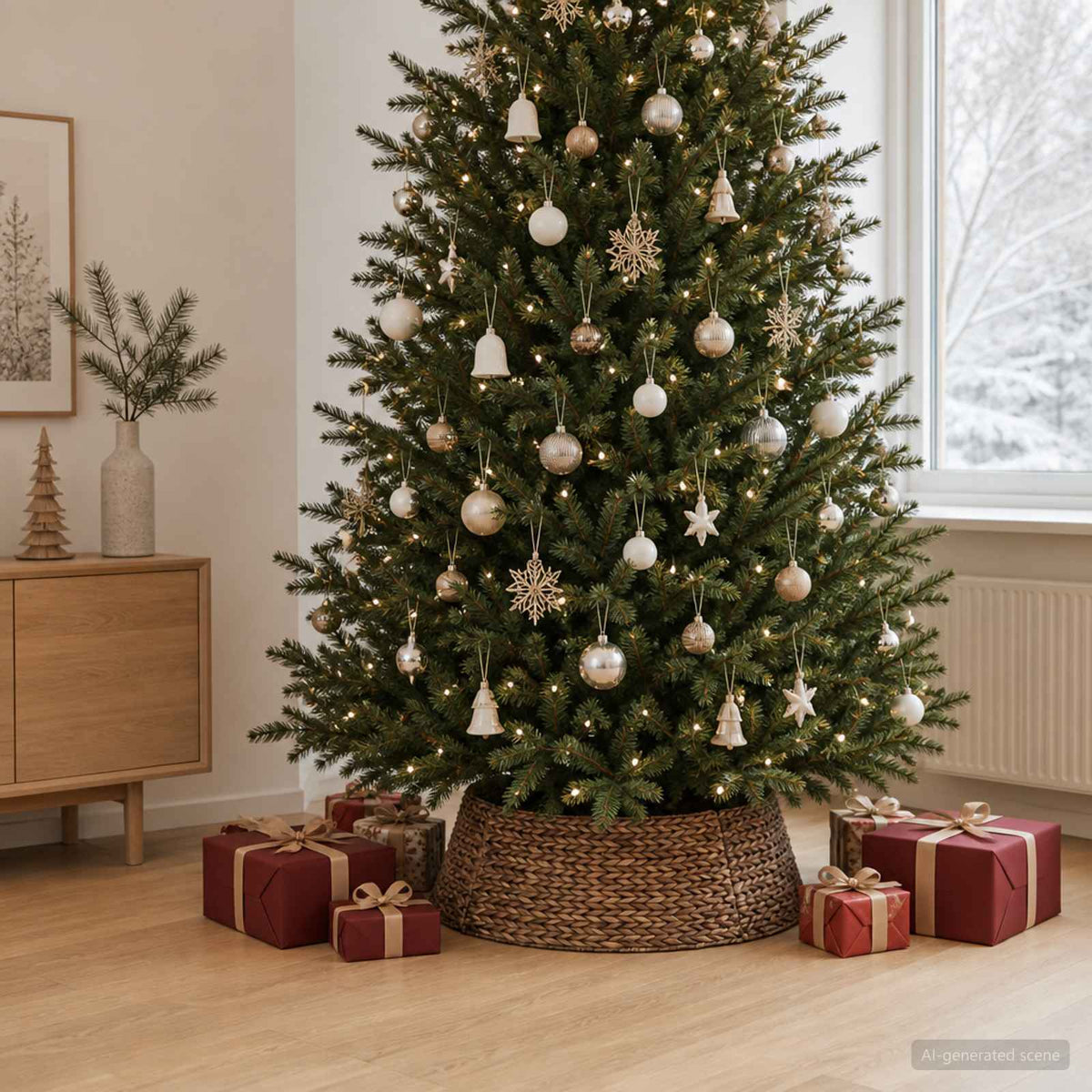 Christmas Tree Collar Round Brown Dia. 90 x 28 cm