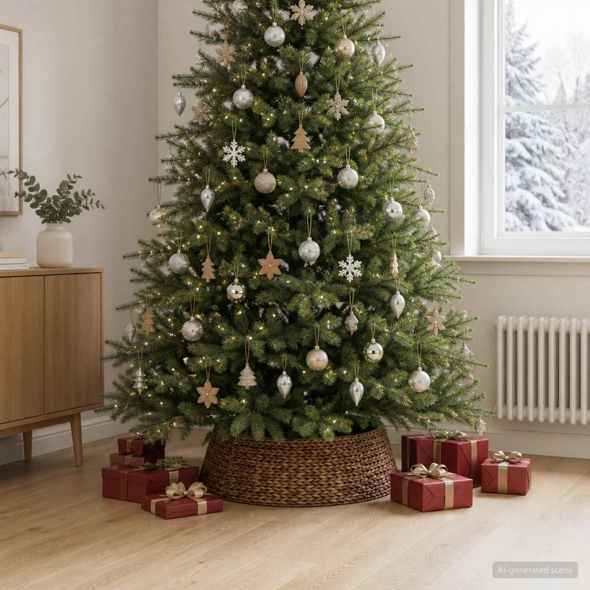 Christmas Tree Collar Round Brown Dia. 105 x 28 cm