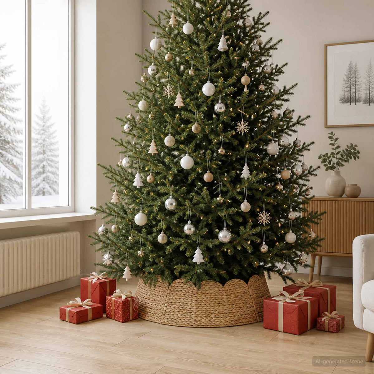 Christmas Tree Collar Round Natural Dia. 90 x 28 cm