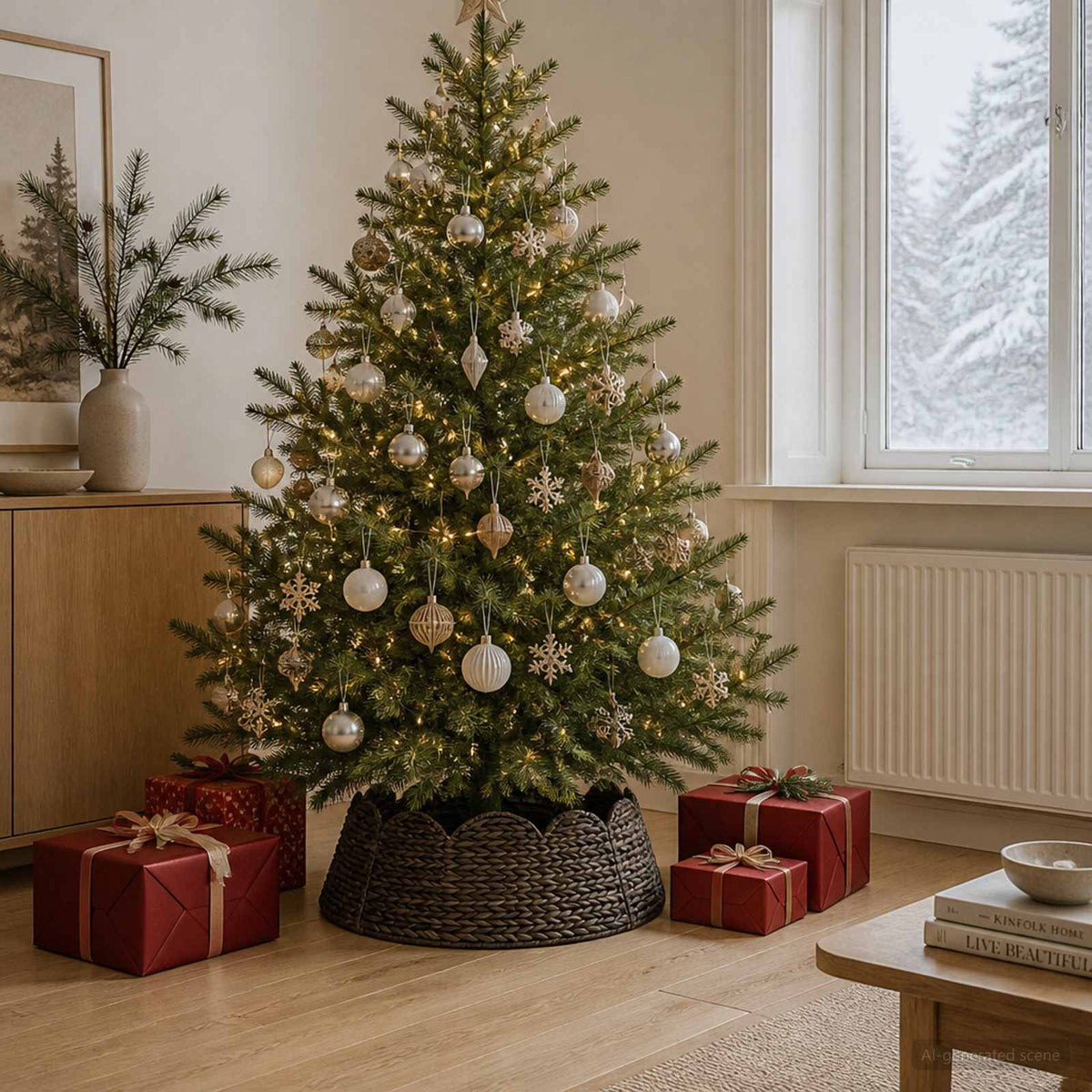 Christmas Tree Collar Round Black Dia. 75 x 25 cm