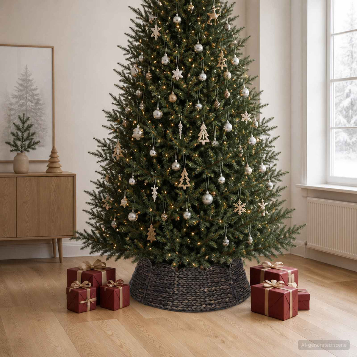 Christmas Tree Collar Round Black Dia. 90 x 28 cm
