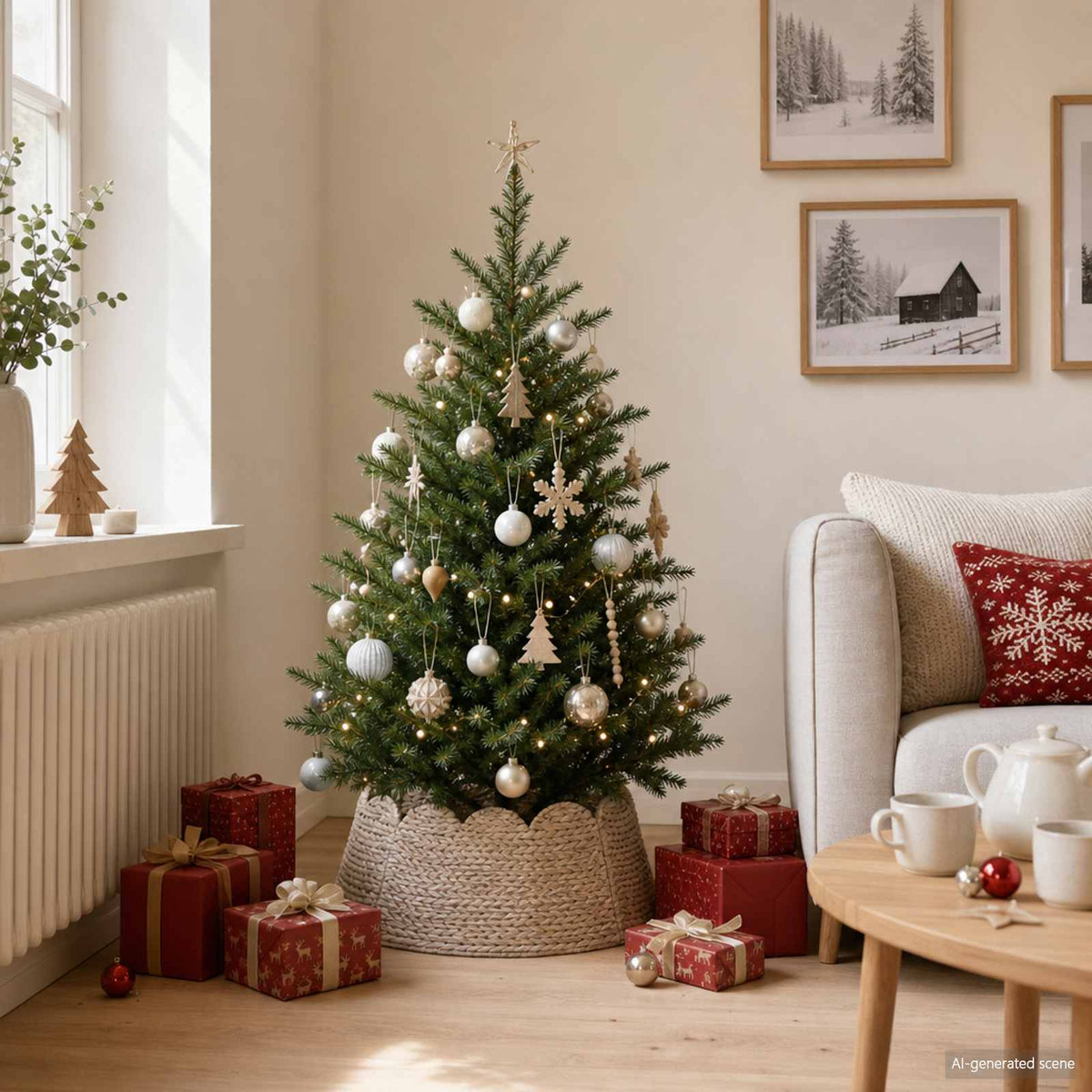 Christmas Tree Collar Round White Dia. 45 x 22 cm
