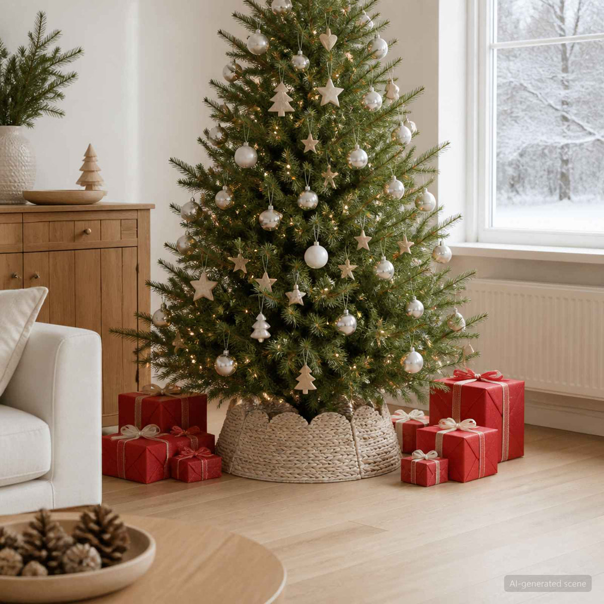 Christmas Tree Collar Round White Dia. 60 x 22 cm