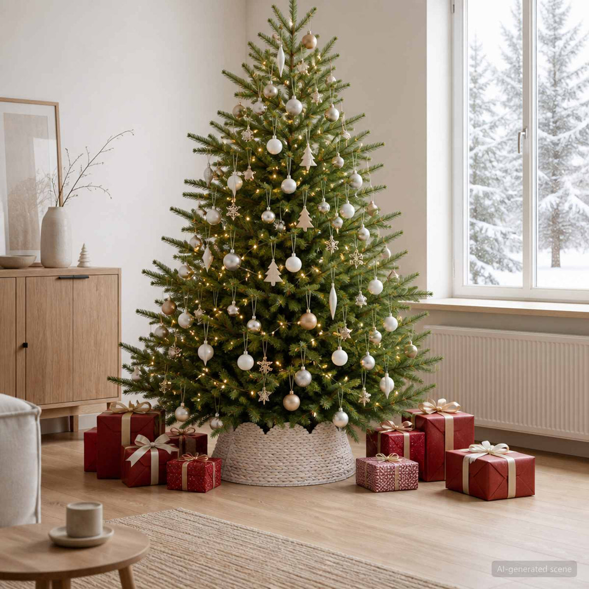 Christmas Tree Collar Round White Dia. 75 x 25 cm
