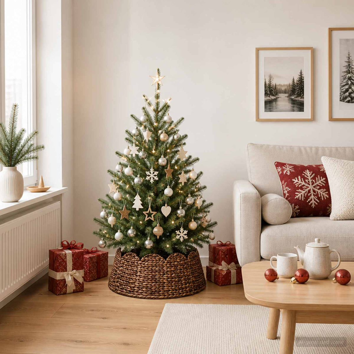 Christmas Tree Collar Round Brown Dia. 45 x 22 cm