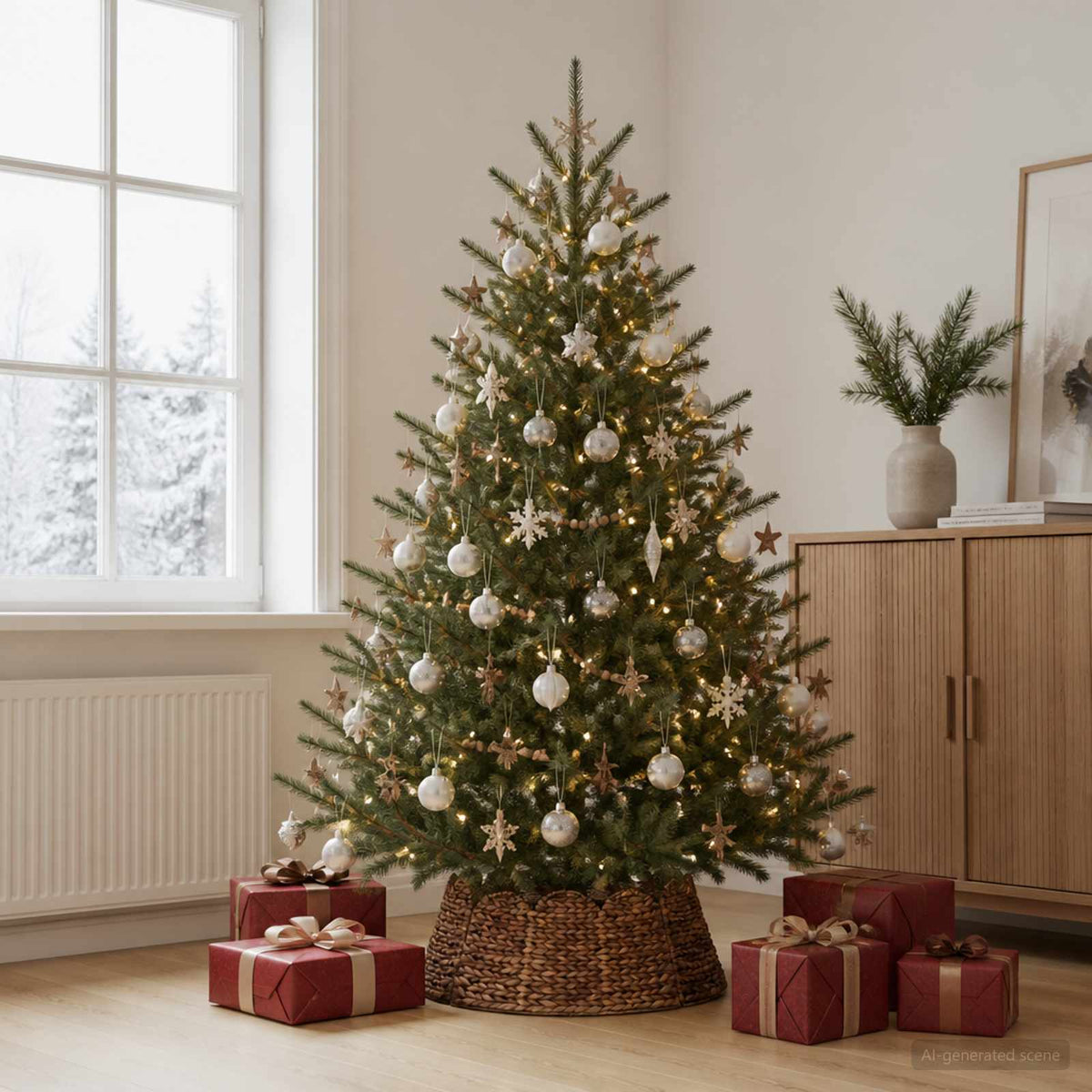 Christmas Tree Collar Round Brown Dia. 75 x 25 cm