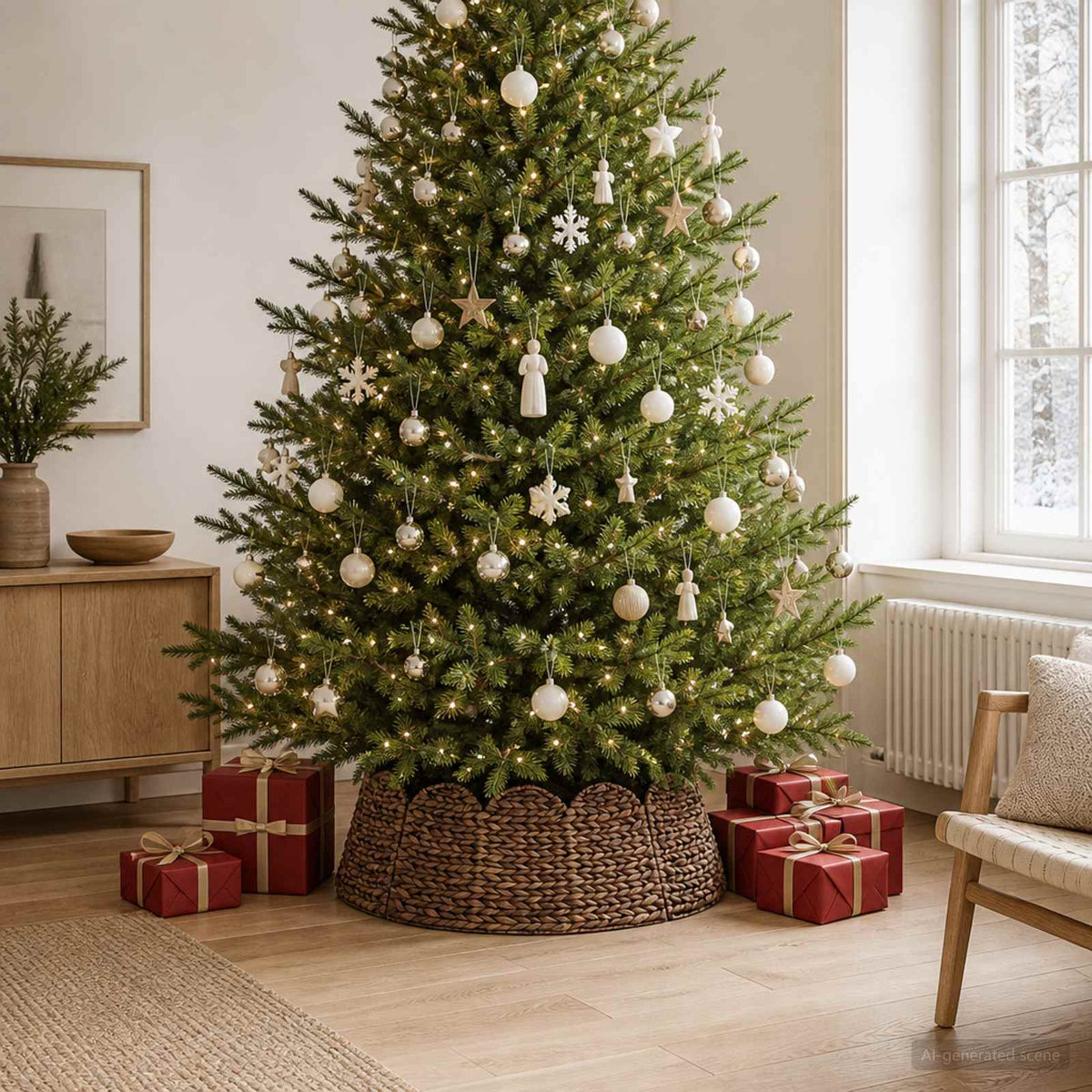 Christmas Tree Collar Round Brown Dia. 90 x 28 cm