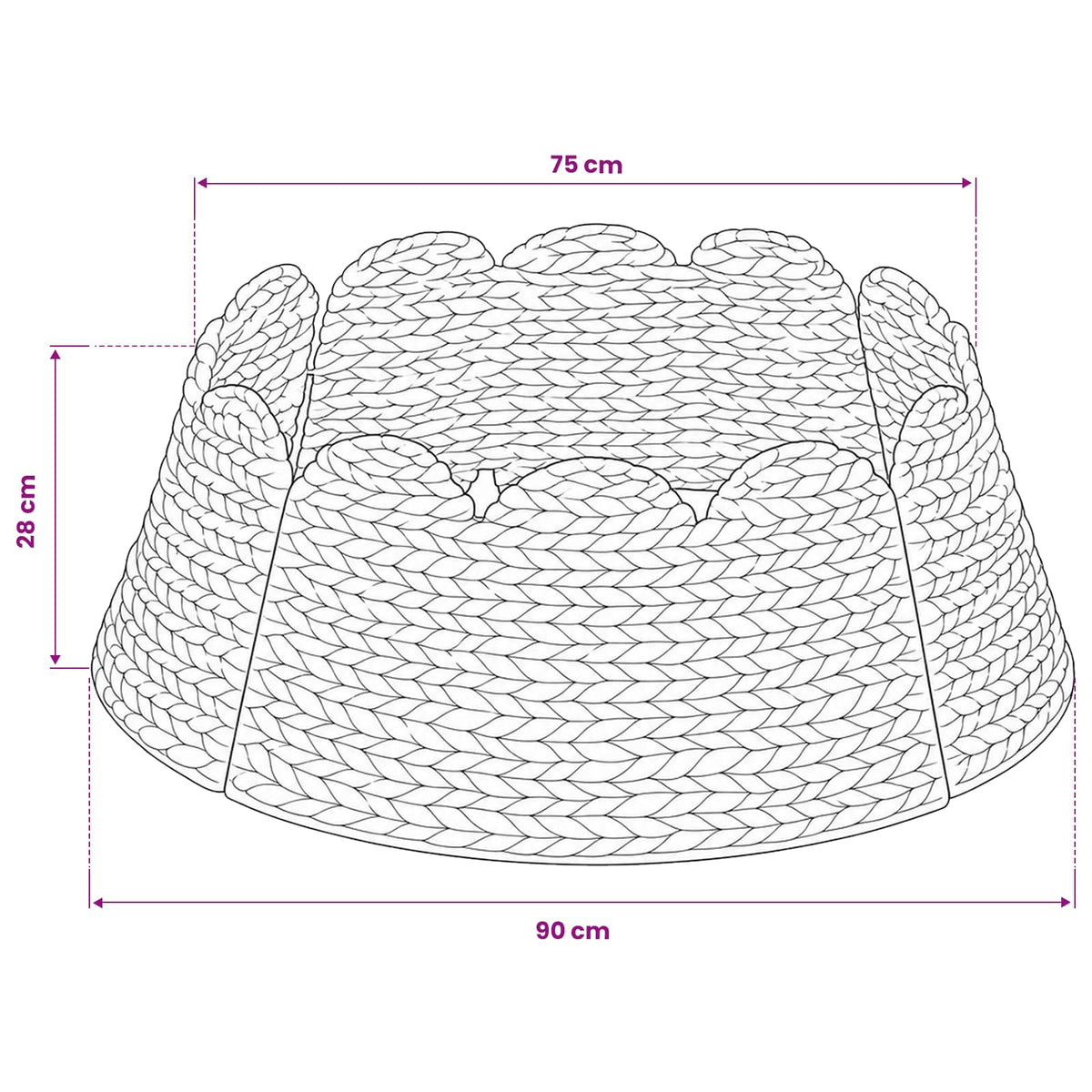 Christmas Tree Collar Round Brown Dia. 90 x 28 cm