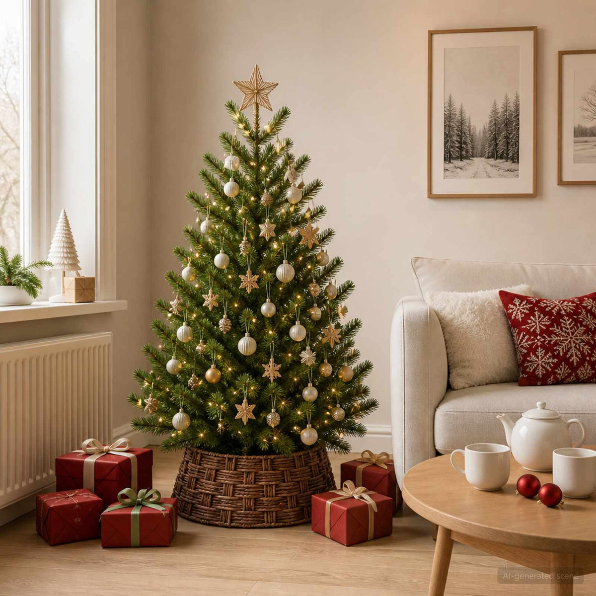 Christmas Tree Collar Round Brown Wash Dia. 45 x 22 cm