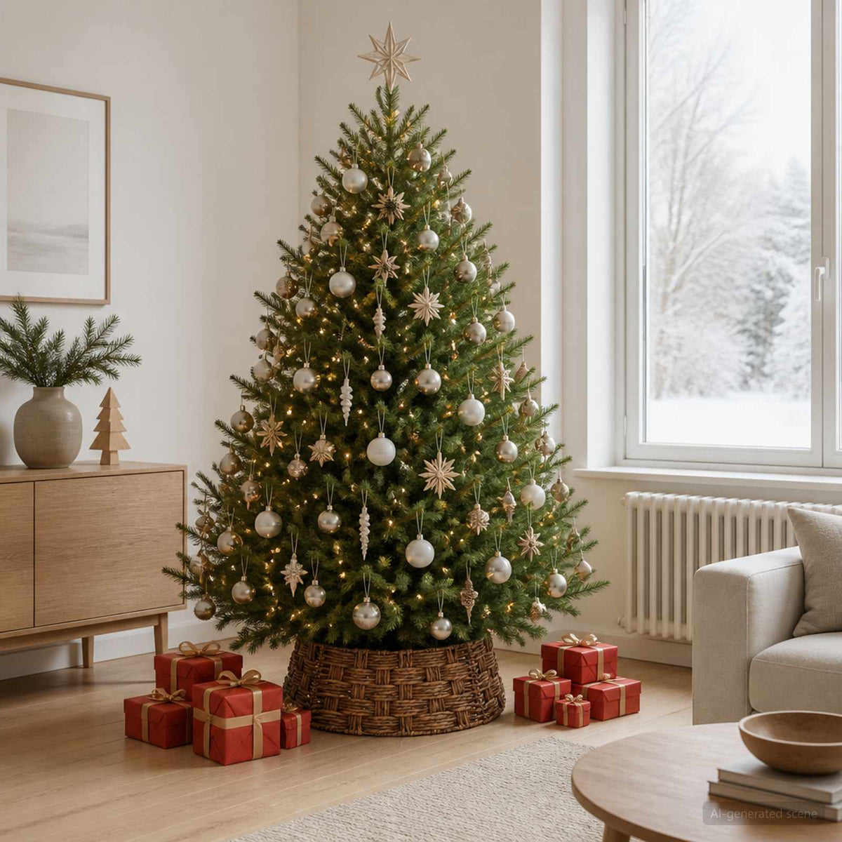 Christmas Tree Collar Round Brown Wash Dia. 60 x 22 cm