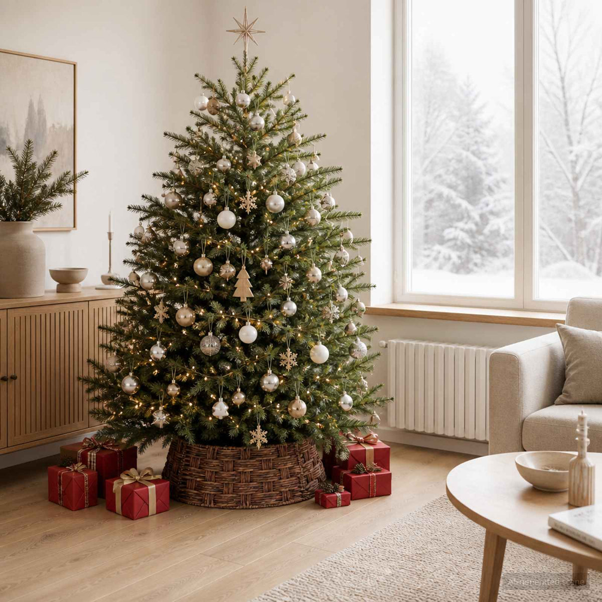 Christmas Tree Collar Round Brown Wash Dia. 75 x 25 cm
