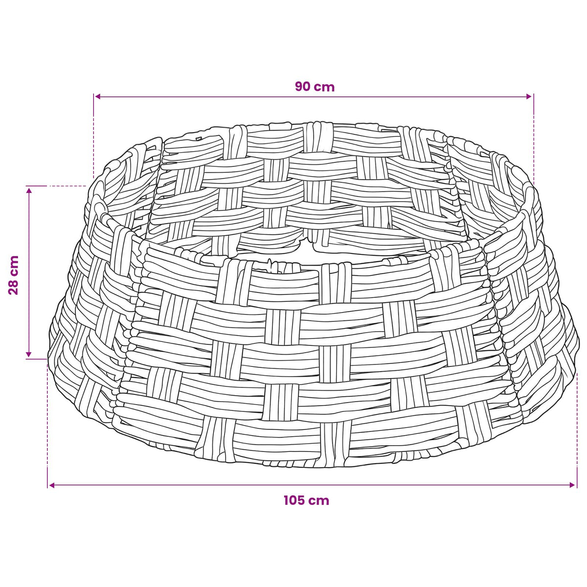 Christmas Tree Collar Round Brown Wash Dia. 105 x 28 cm