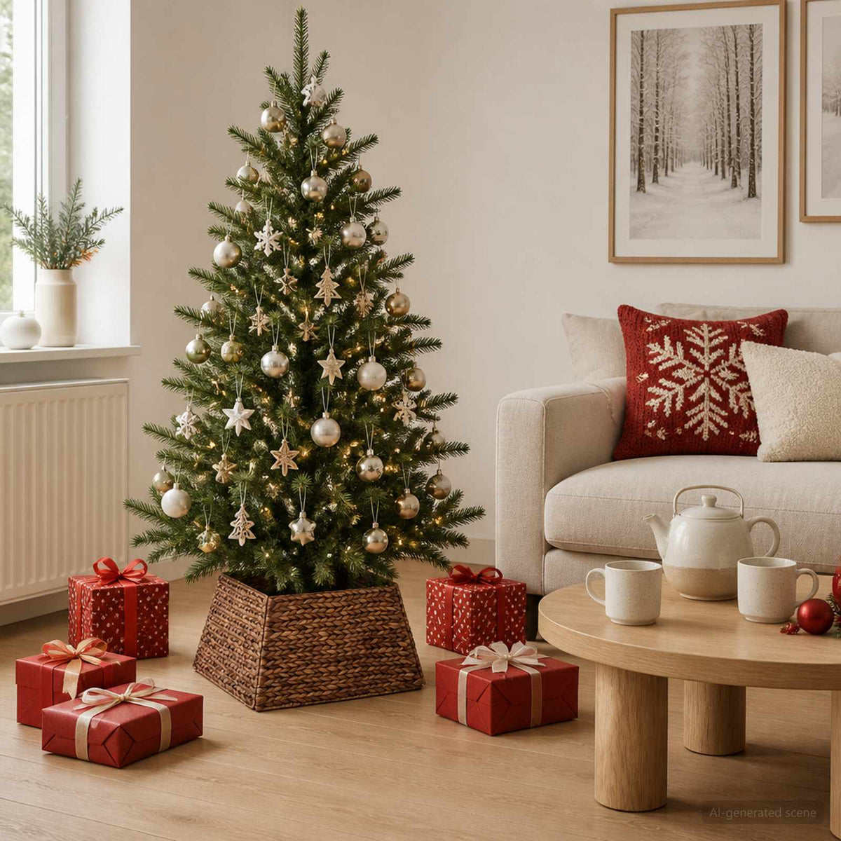 Christmas Tree Collar Square Brown 50 x 50 x 25 cm