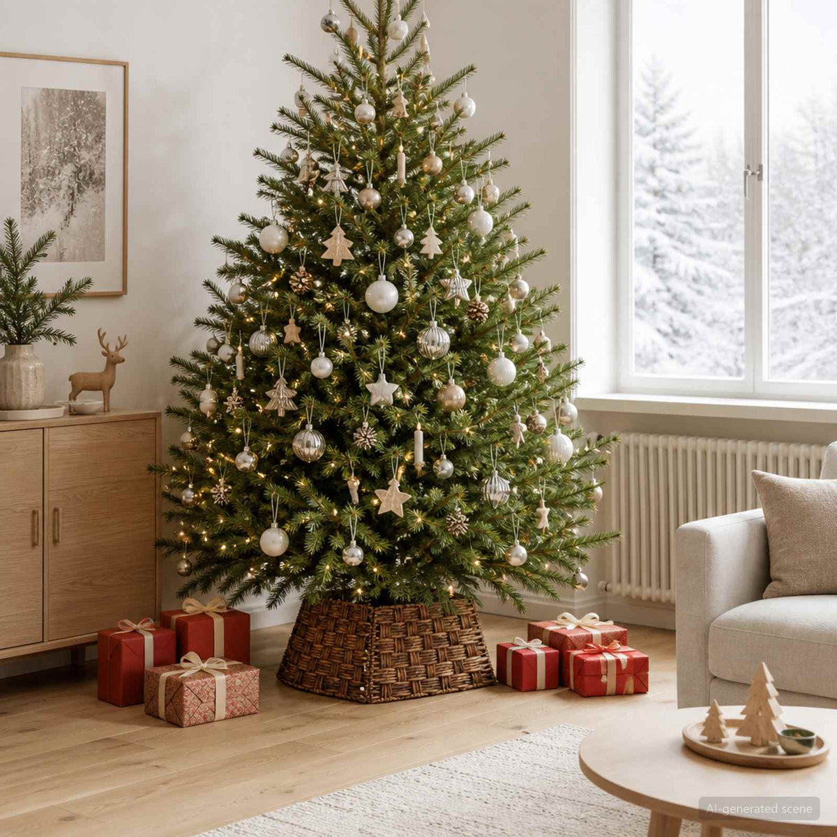 Christmas Tree Collar Square Brown Wash 60 x 60 x 28 cm