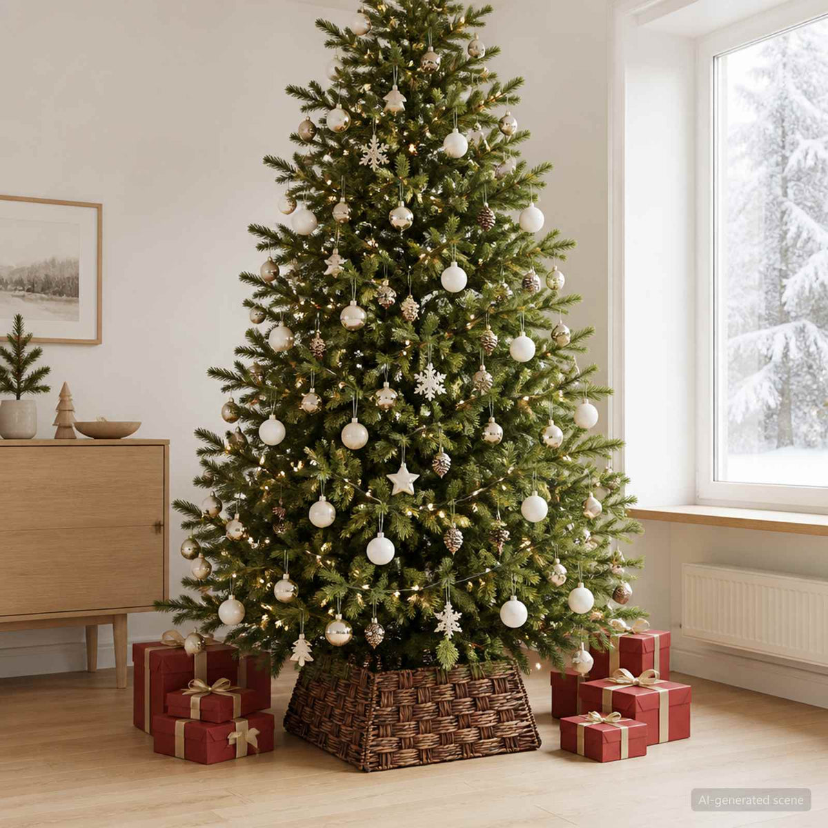 Christmas Tree Collar Square Brown Wash 70 x 70 x 28 cm