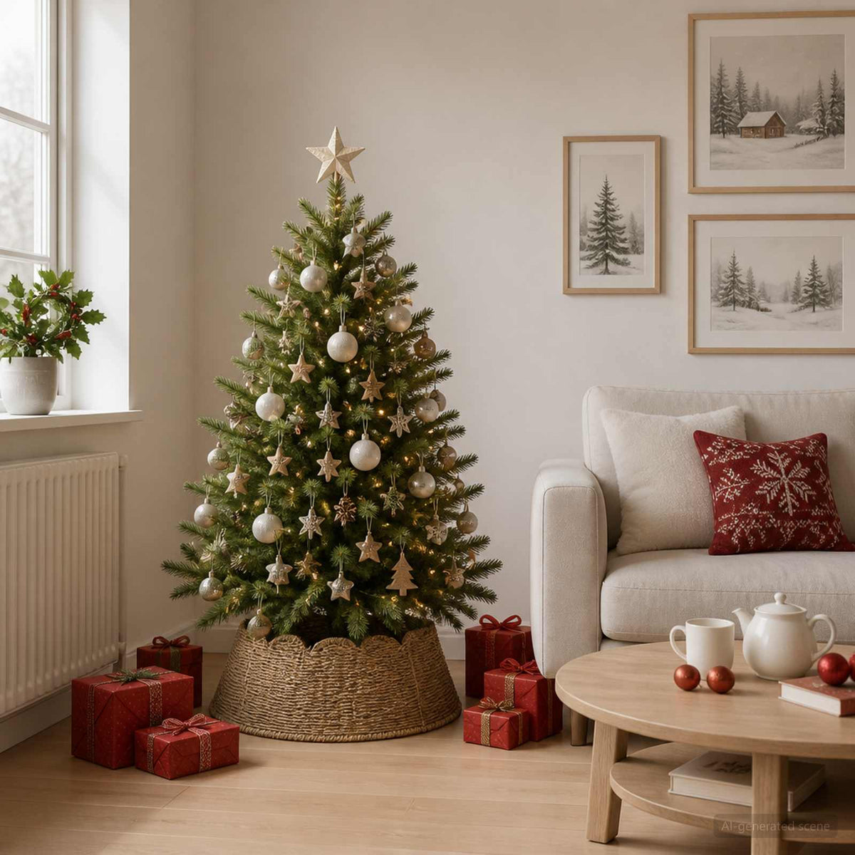 Christmas Tree Collar Round Natural Dia. 45 x 22 cm Seagrass