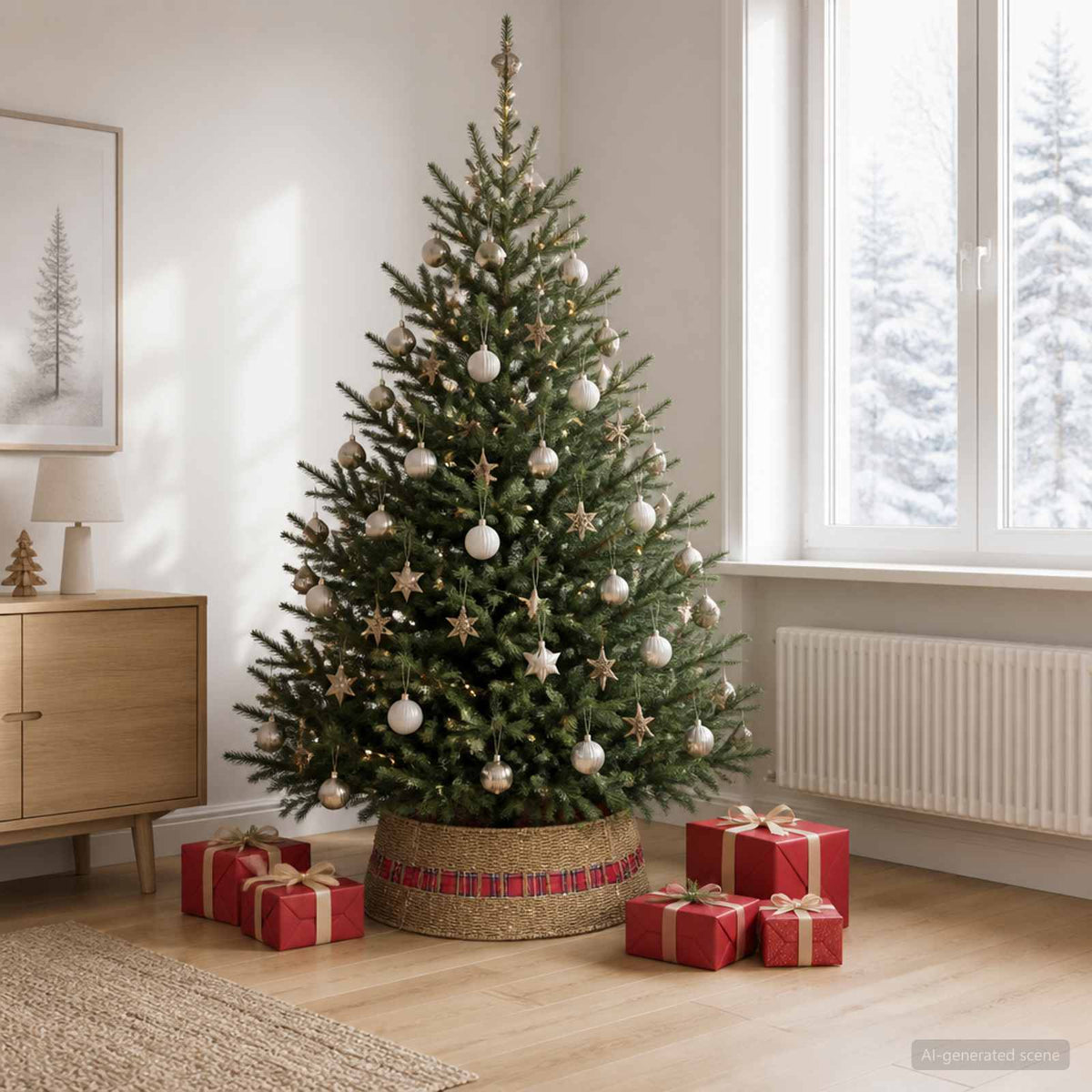 Christmas Tree Collar Round Natural Dia. 75 x 25 cm Seagrass