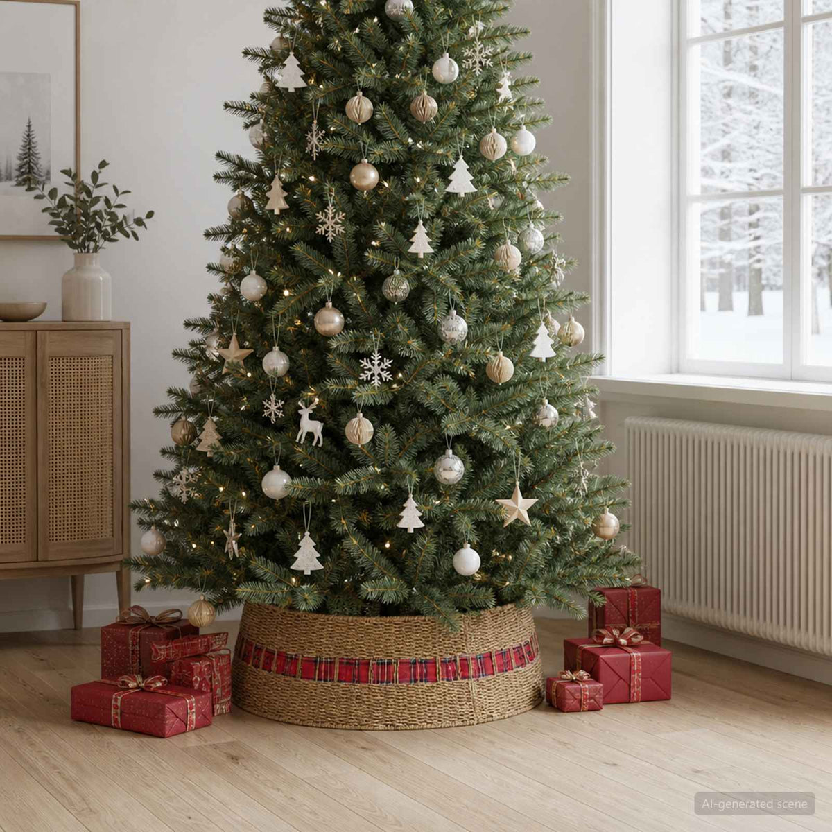 Christmas Tree Collar Round Natural Dia. 90 x 28 cm Seagrass