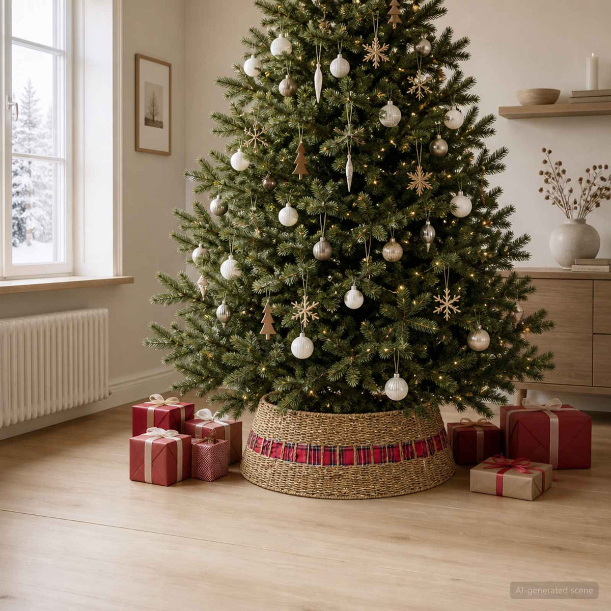 Christmas Tree Collar Round Natural Dia. 105 x 28 cm Seagrass