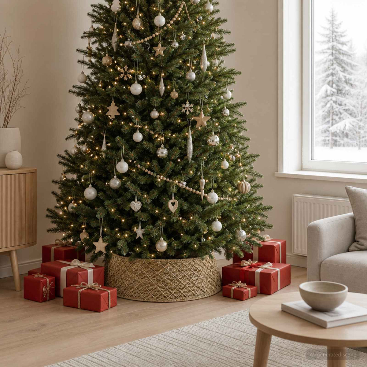 Christmas Tree Collar Round Natural Dia. 90 x 28 cm Seagrass
