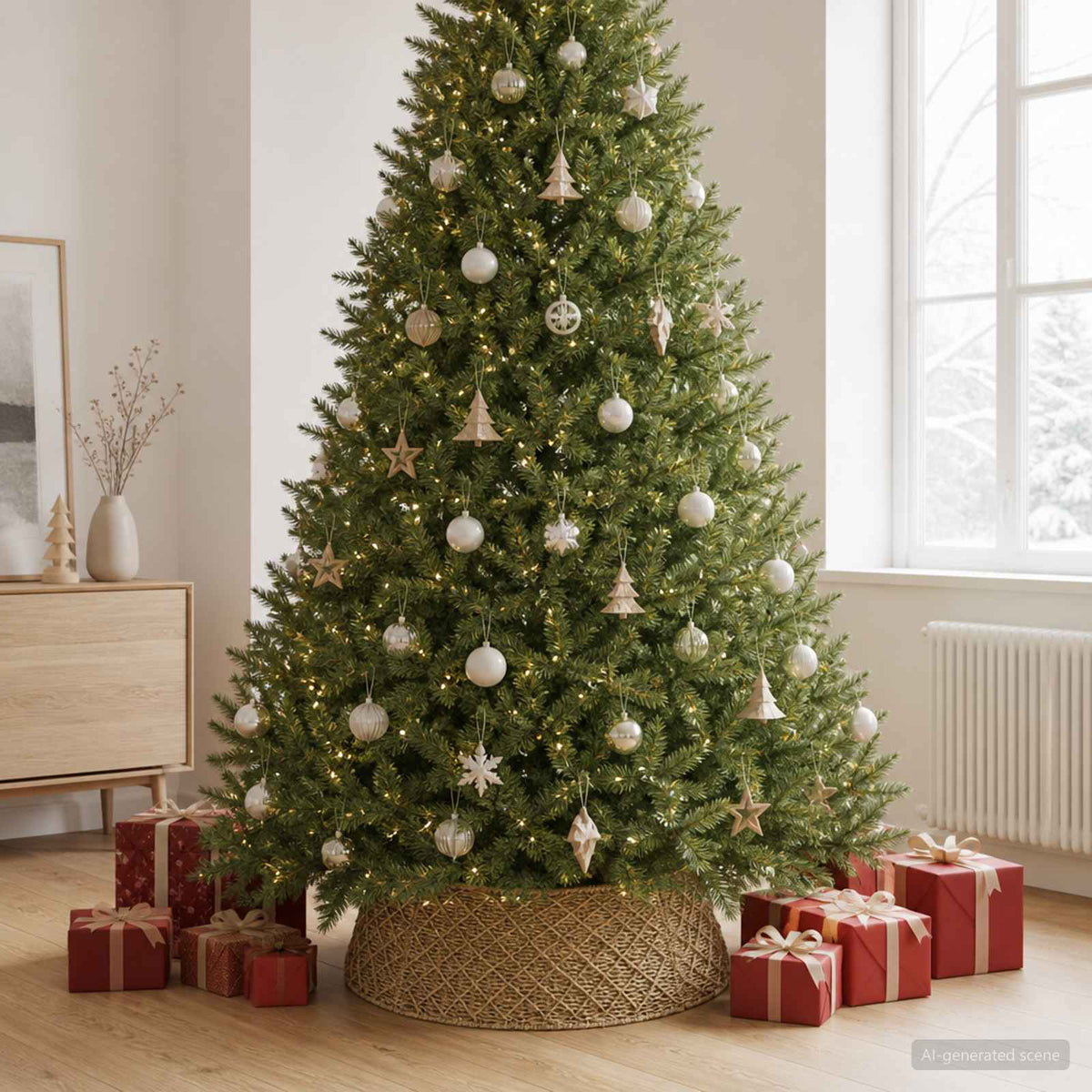 Christmas Tree Collar Round Natural Dia. 105 x 28 cm Seagrass