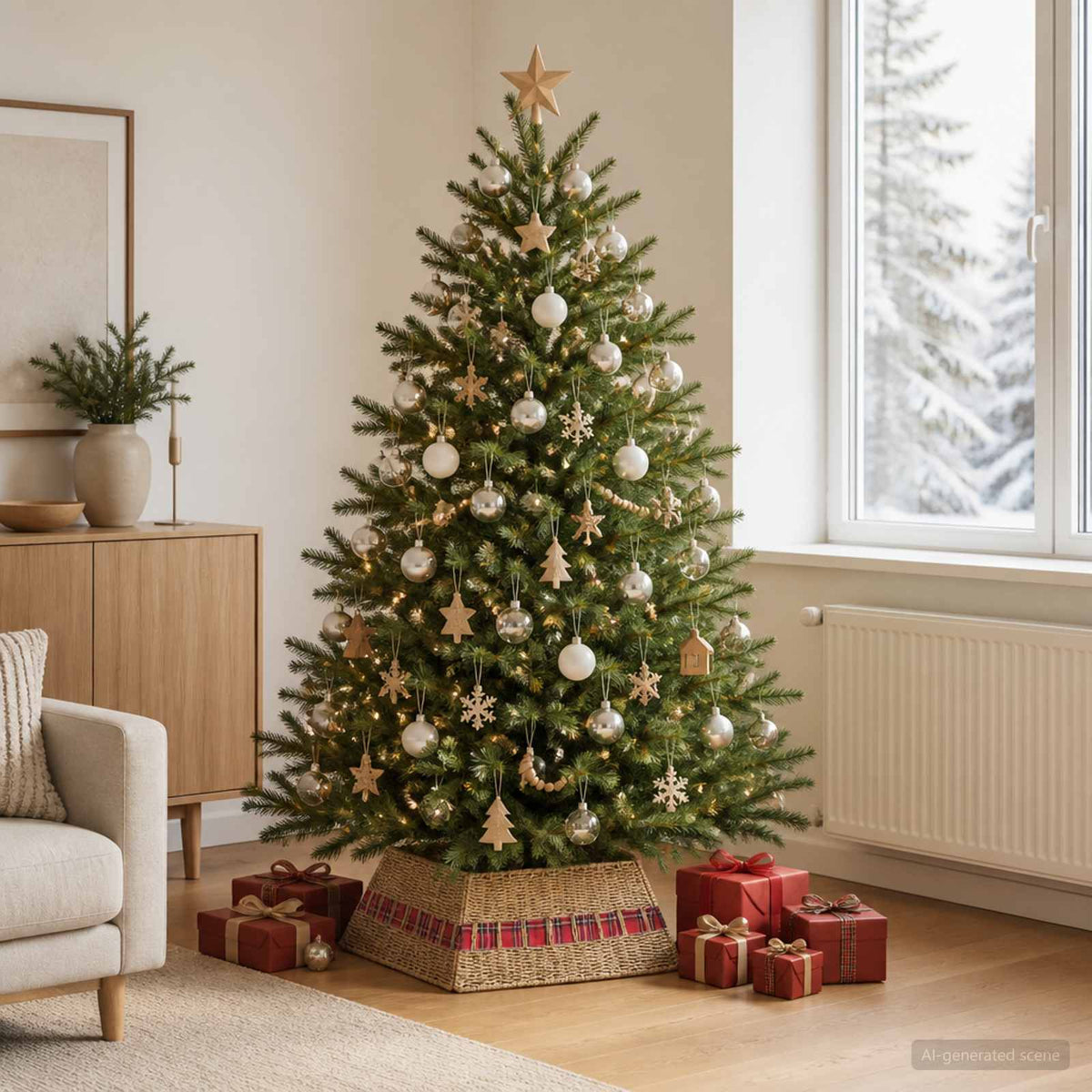 Christmas Tree Collar Square Natural 60 x 60 x 28 cm Seagrass
