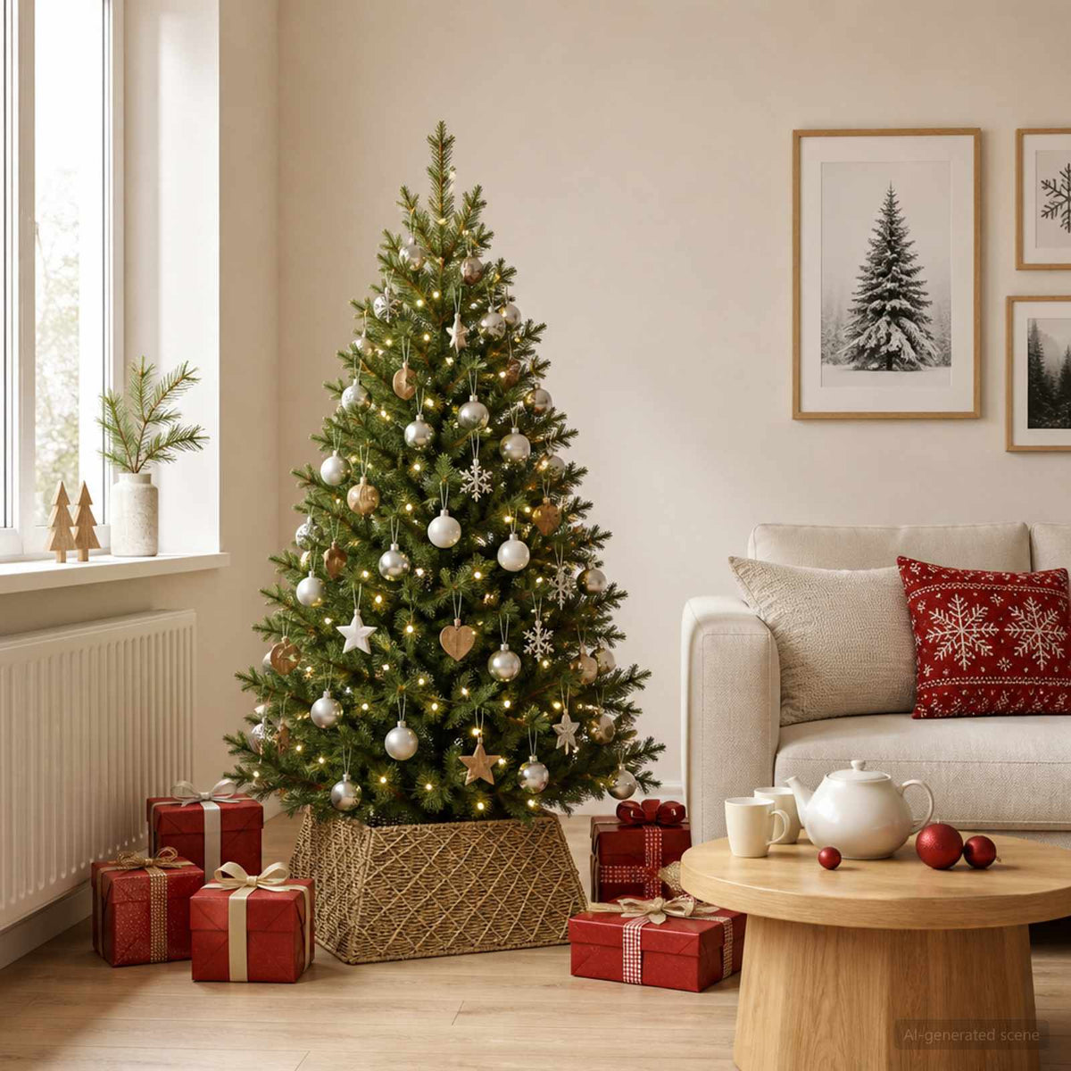 Christmas Tree Collar Square Natural 50 x 50 x 25 cm Seagrass