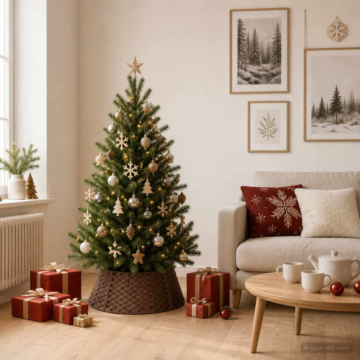 Christmas Tree Collar Round Dark Brown Dia. 45 x 22 cm