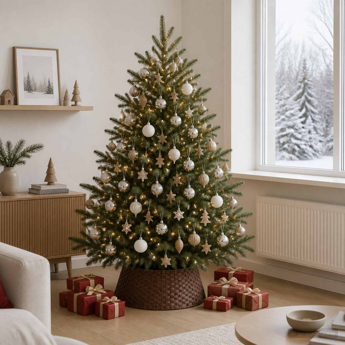Christmas Tree Collar Round Dark Brown Dia. 60 x 22 cm