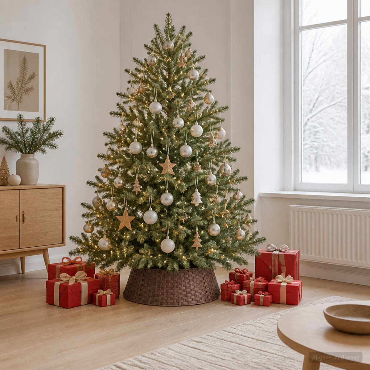 Christmas Tree Collar Round Dark Brown Dia. 75 x 25 cm