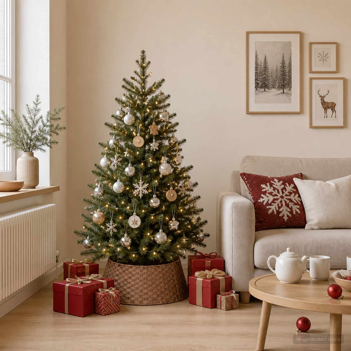 Christmas Tree Collar Round Light Brown Dia. 45 x 22 cm