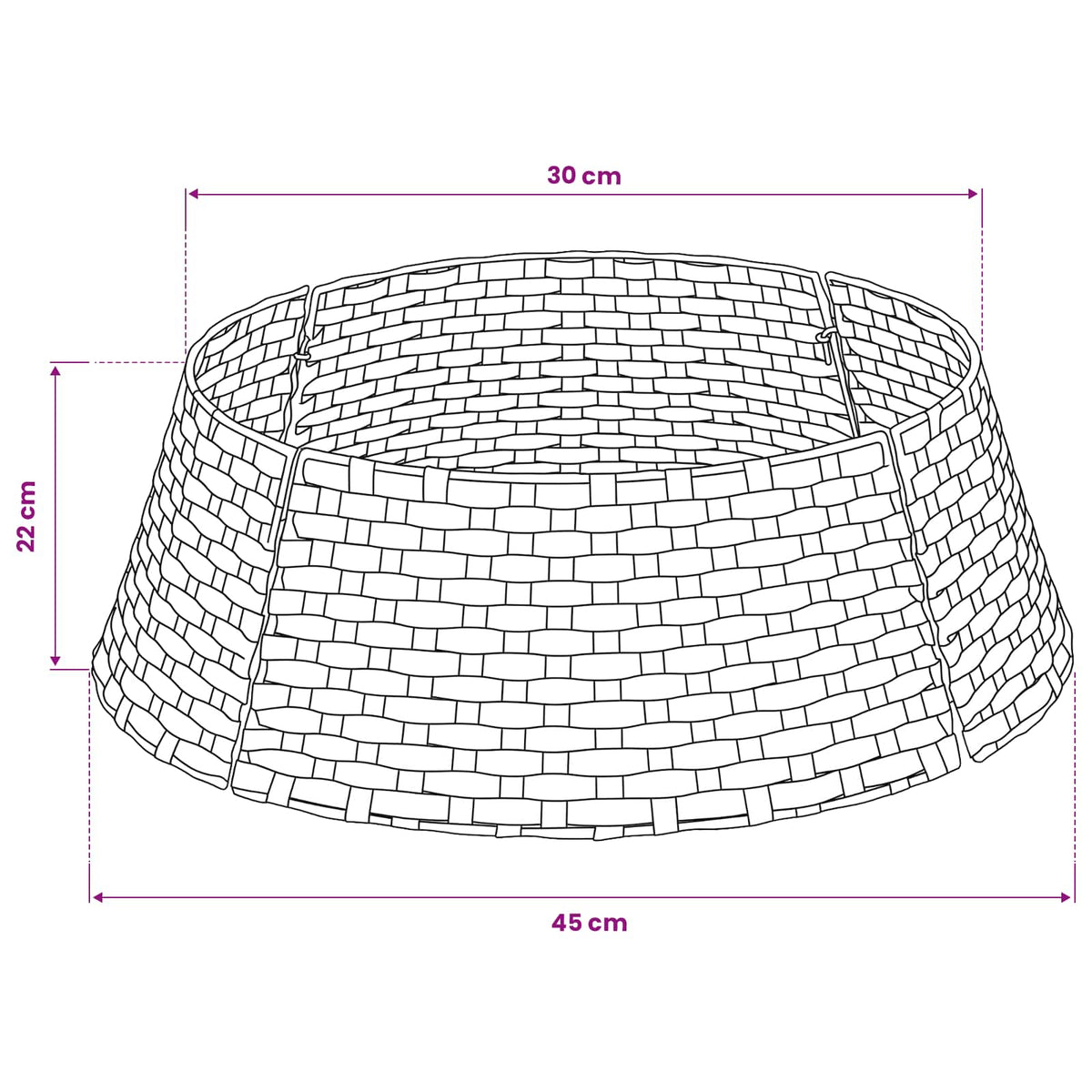 Christmas Tree Collar Round Light Brown Dia. 45 x 22 cm