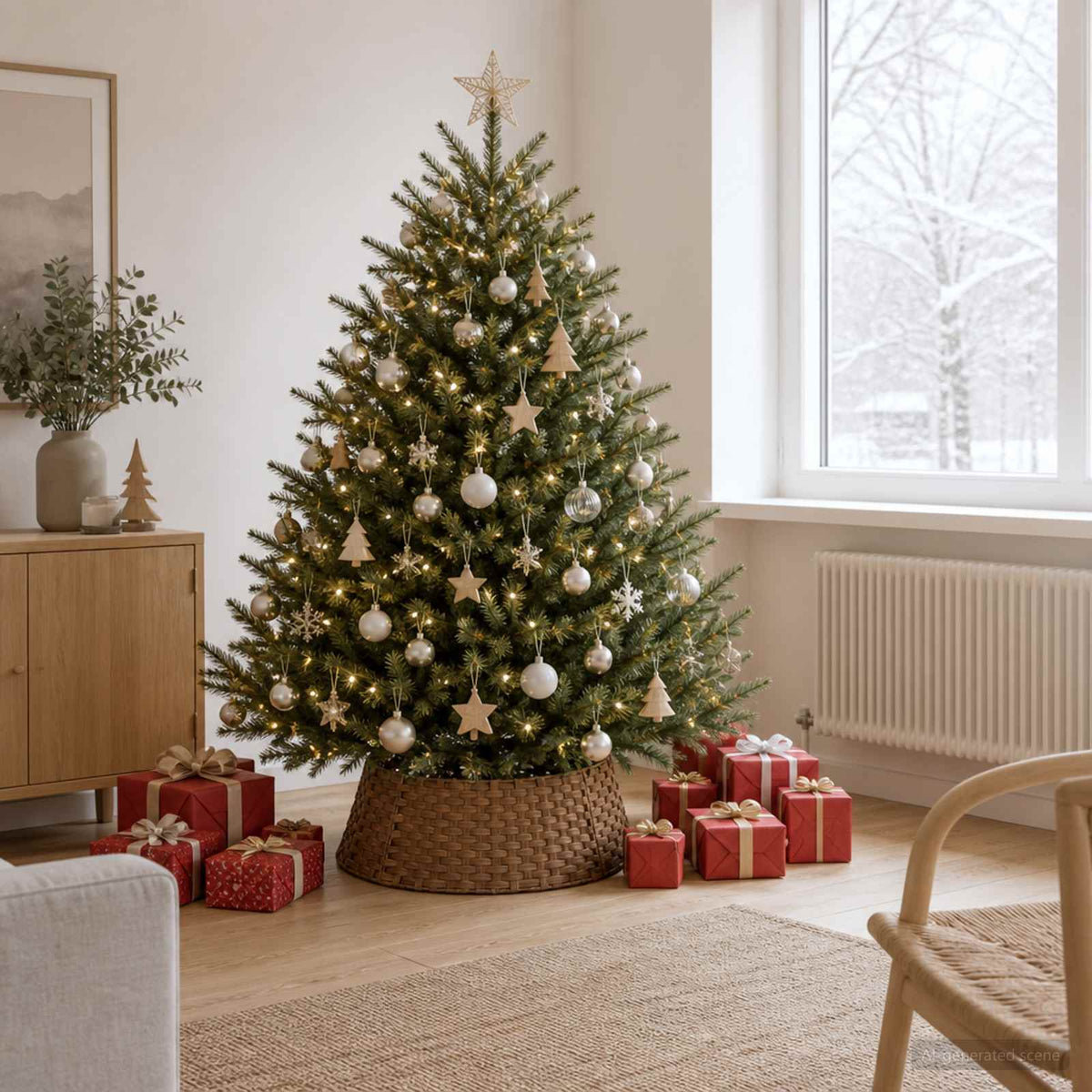 Christmas Tree Collar Round Light Brown Dia. 60 x 22 cm