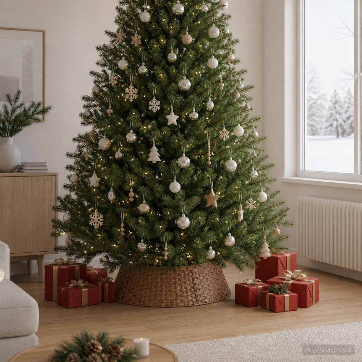 Christmas Tree Collar Round Light Brown Dia. 90 x 28 cm