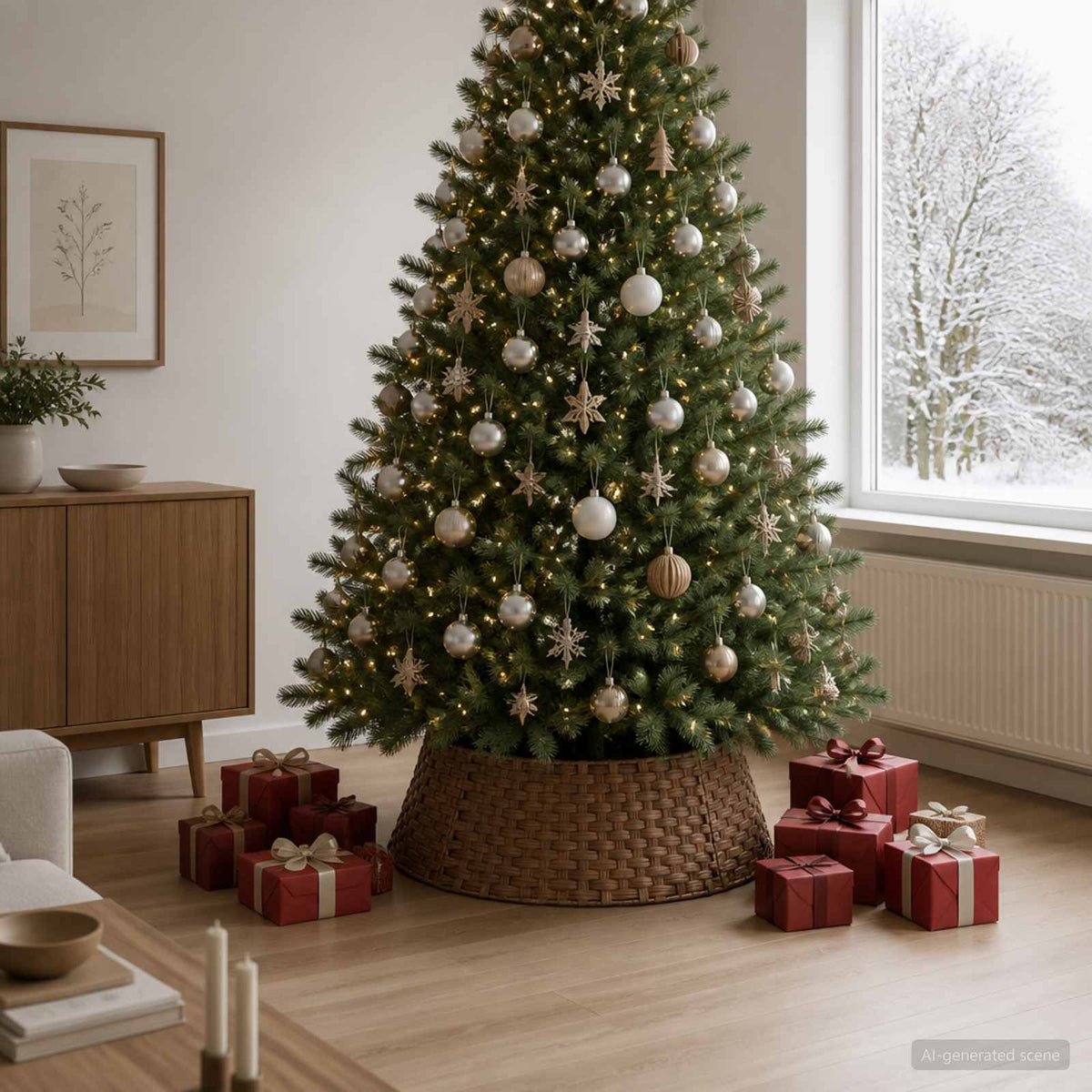 Christmas Tree Collar Round Light Brown Dia. 105 x 28 cm