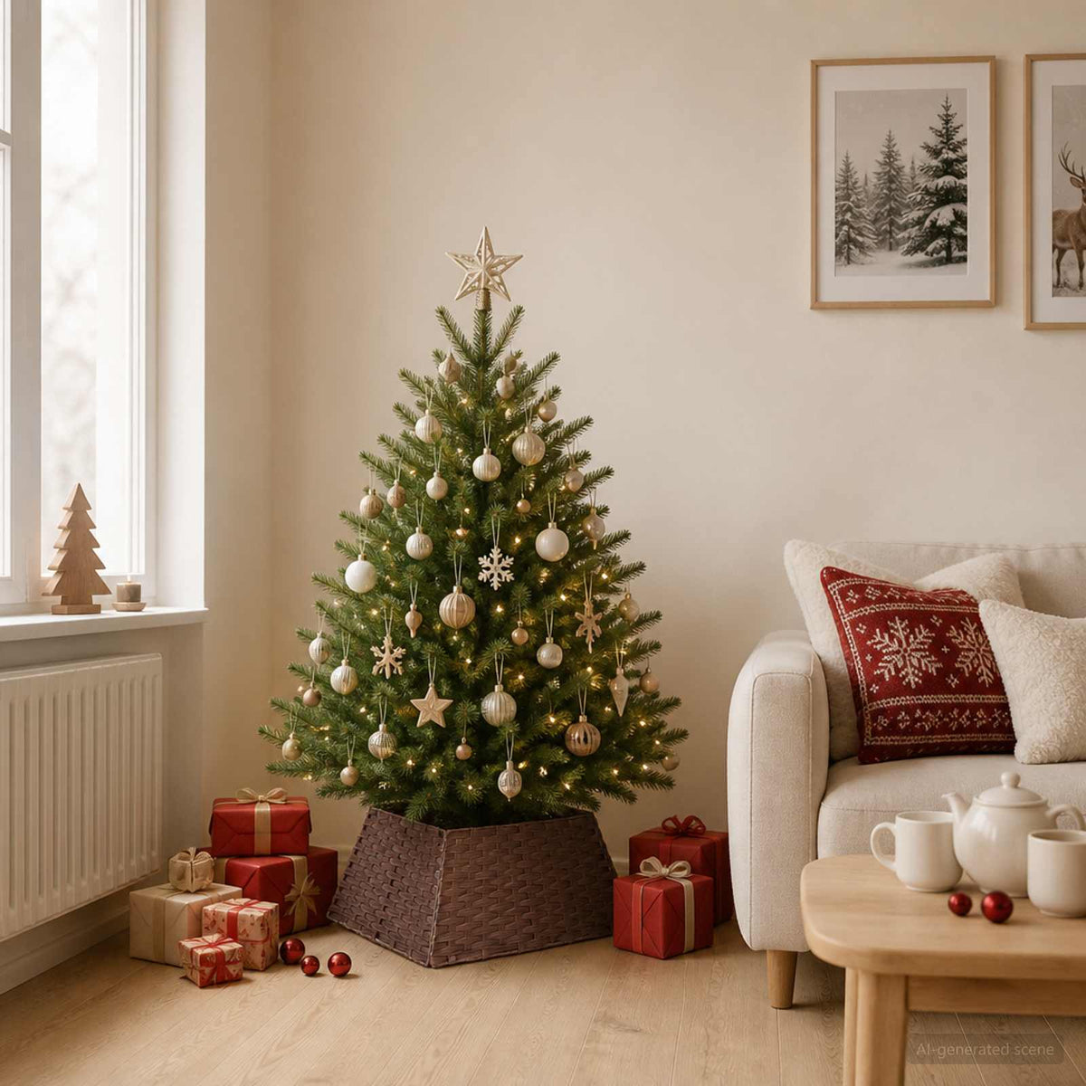 Christmas Tree Collar Square Dark Brown 50 x 50 x 25 cm