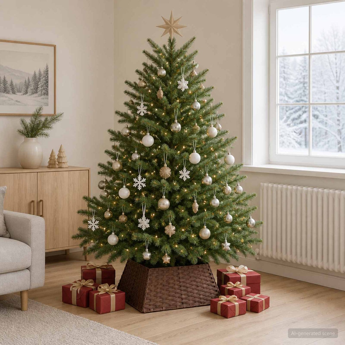 Christmas Tree Collar Square Dark Brown 70 x 70 x 28 cm