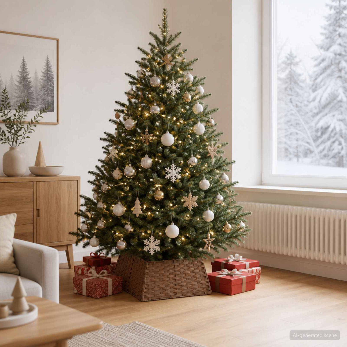 Christmas Tree Collar Square Light Brown 60 x 60 x 28 cm