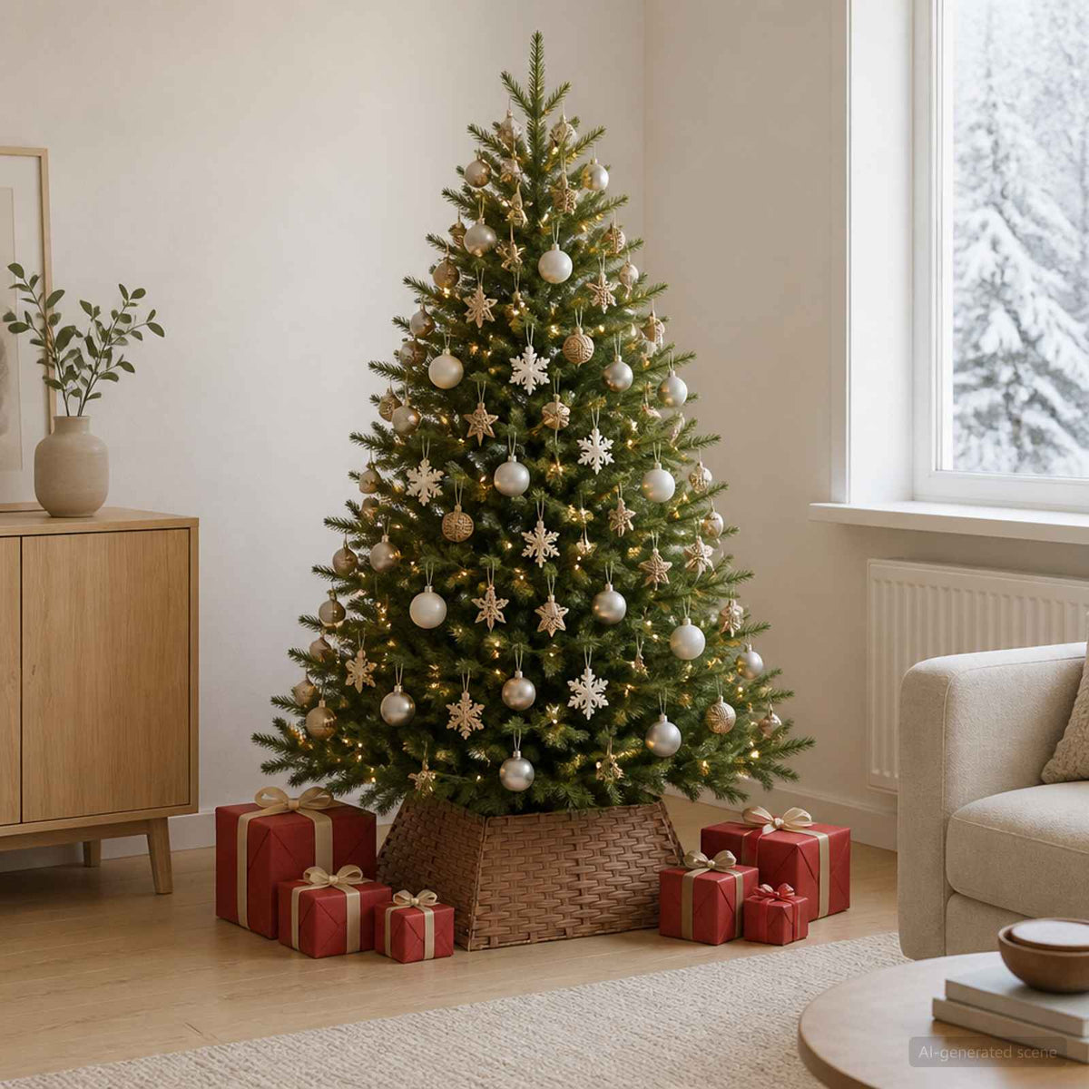 Christmas Tree Collar Square Light Brown 70 x 70 x 28 cm