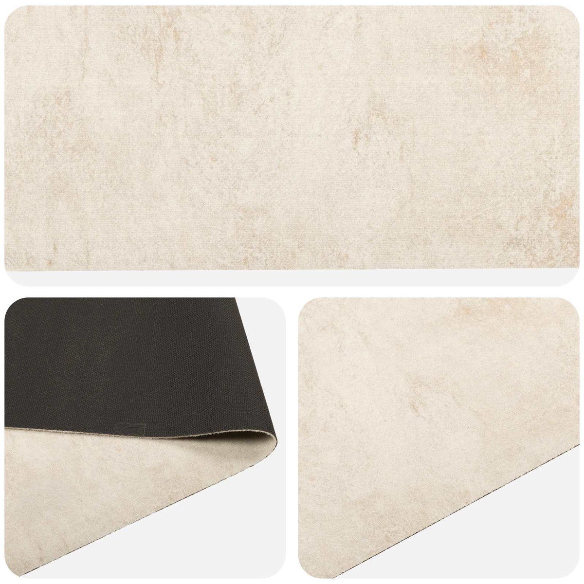 Kitchen Rug Cream Concrete 300 x 60 cm 100% Polyamide Washable