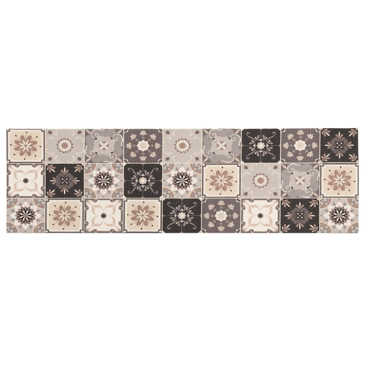 Kitchen Rug Grey and Beige Mosaic 150 x 45 cm 100% Polyamide