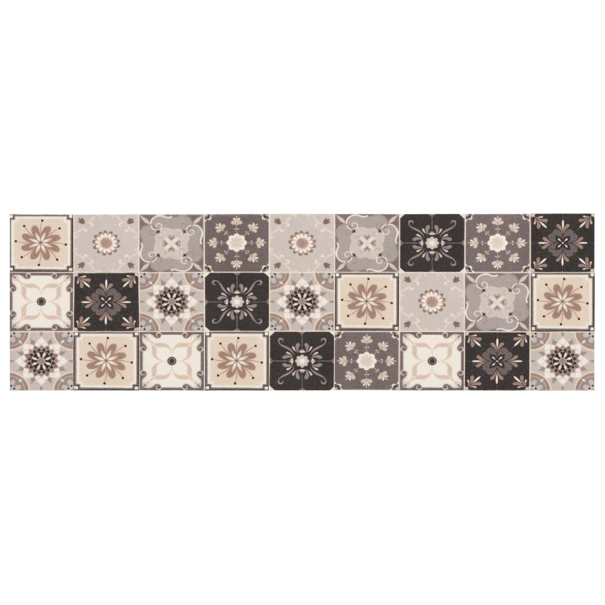 Kitchen Rug Grey and Beige Mosaic 300 x 60 cm 100% Polyamide