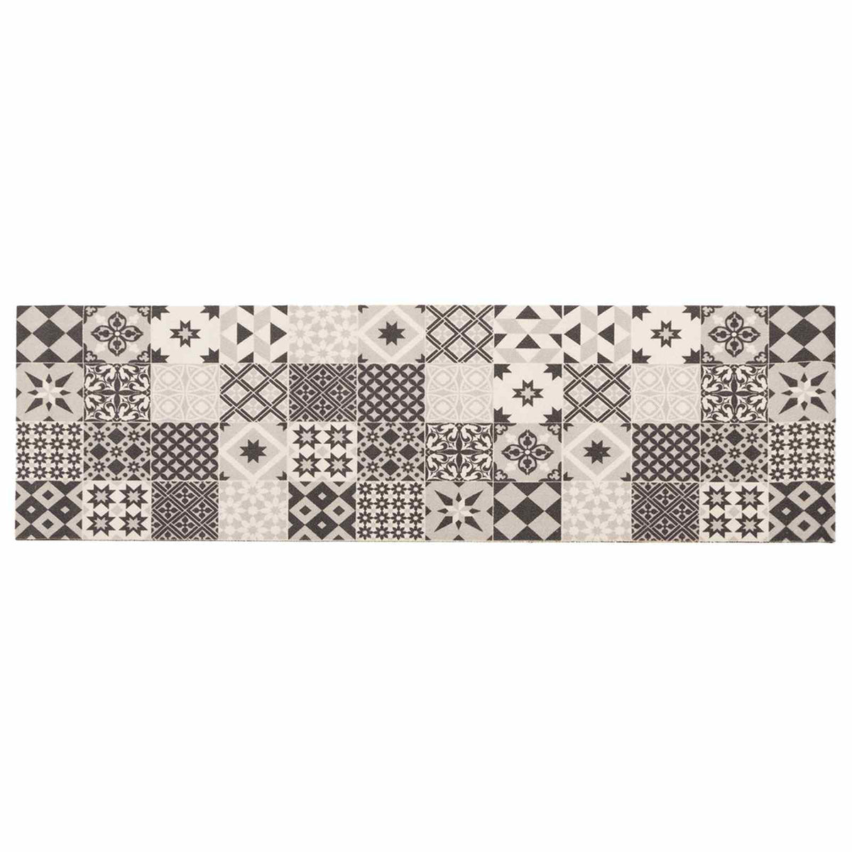 Kitchen Rug Grey Mosaic 300 x 60 cm 100% Polyamide Washable