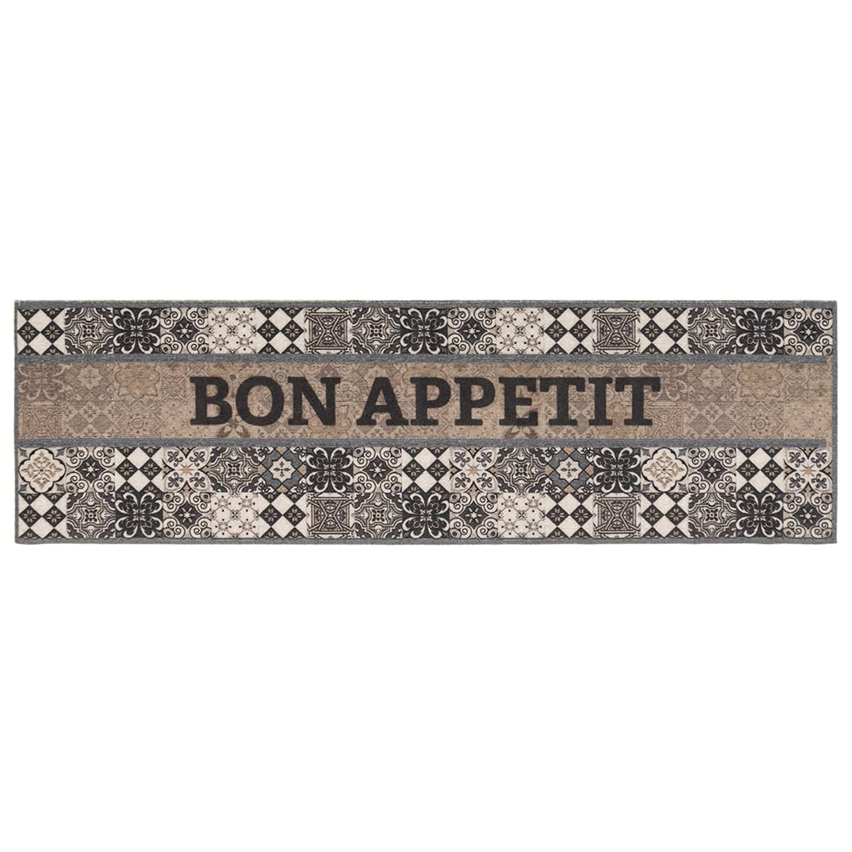 Kitchen Rug Grey Bon Appetit 180 x 60 cm 100% Polyamide