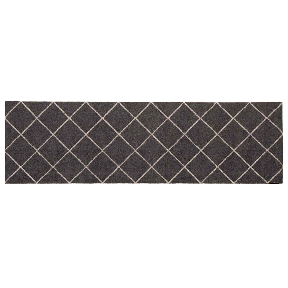 Kitchen Rug Anthracite Checked 150 x 45 cm 100% Polyamide