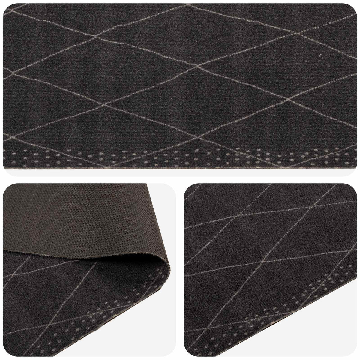 Kitchen Rug Anthracite Checkered 180 x 60 cm 100% Polyamide